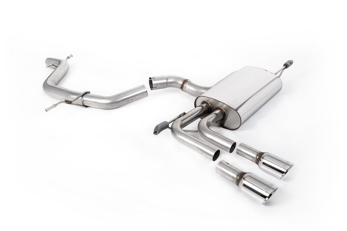 Milltek SSXAU636 — Audi A3 2.0T FSI - Non-Resonated (Louder) Cat-Back Exhaust System with GT-80 Polished Trims
