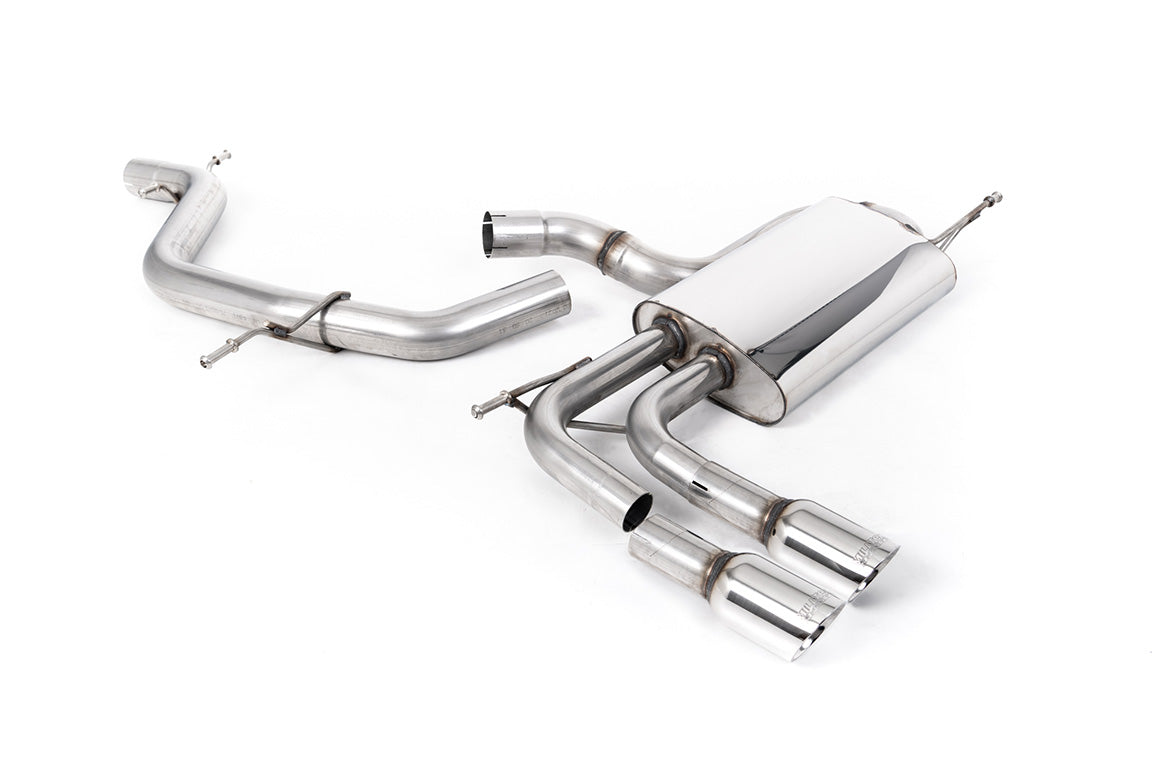Milltek SSXAU638 — Audi A3 2.0T FSI - Non-Resonated (Louder) Cat-Back Exhaust System with Smaller Volume Rear Silencer and GT-80 Polished Trims