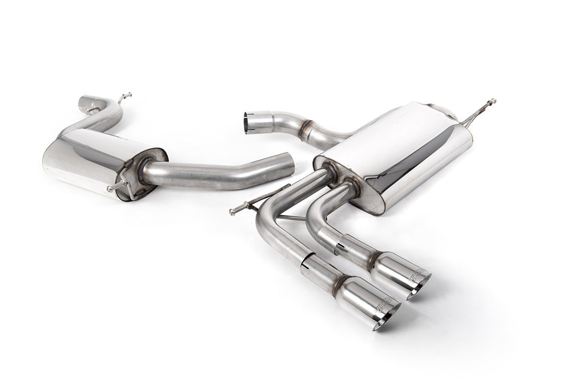 Milltek SSXAU639 — Audi A3 2.0T FSI - Resonated (Quieter) Cat-Back Exhaust System with Smaller Volume Rear Silencer and GT-80 Polished Trims