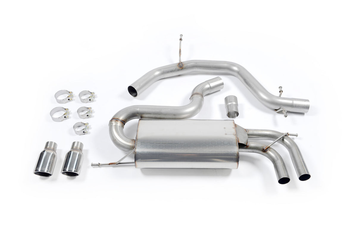 Milltek SSXVW147 — Audi A3/Seat Cupra + Leon/VW Golf MK5 GTI 2.0T - Non-Resonated (Louder) Cat-Back Exhaust System with Polished Trims with Twin Polished Trims